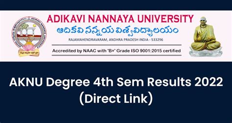 AKNU Degree 4th Sem Results 2022, Manabadi Direct Link @ www.akn.